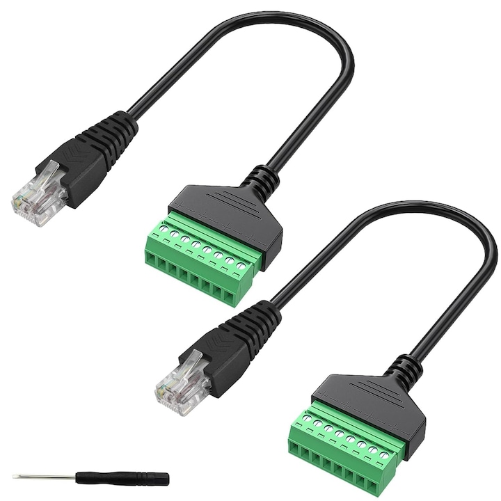 Adaptor RJ45 Mascul la Bloc Terminal cu Surub 8 Pini, 30cm, cu Fir de Cupru Pur