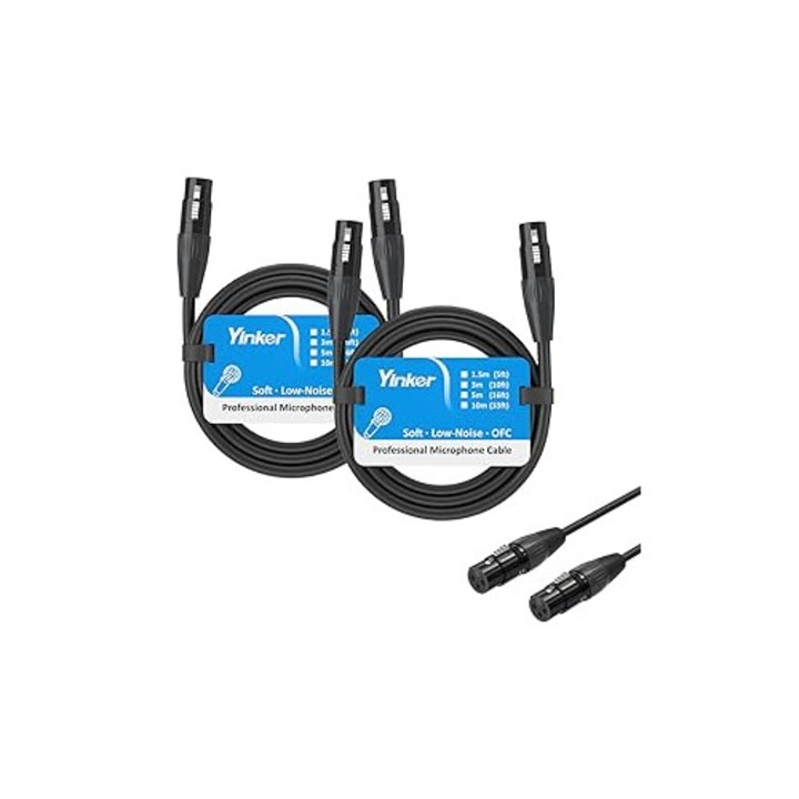 Set de 2 cabluri microfon XLR, 1.5m, negru