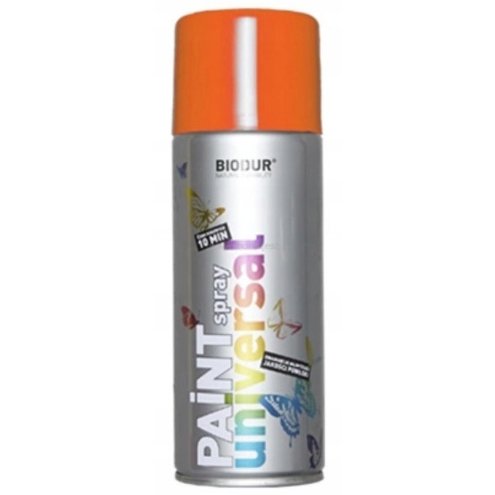 Set 12 spray de vopsea Biodur, portocalie, 400 ml, uz general pentru metal