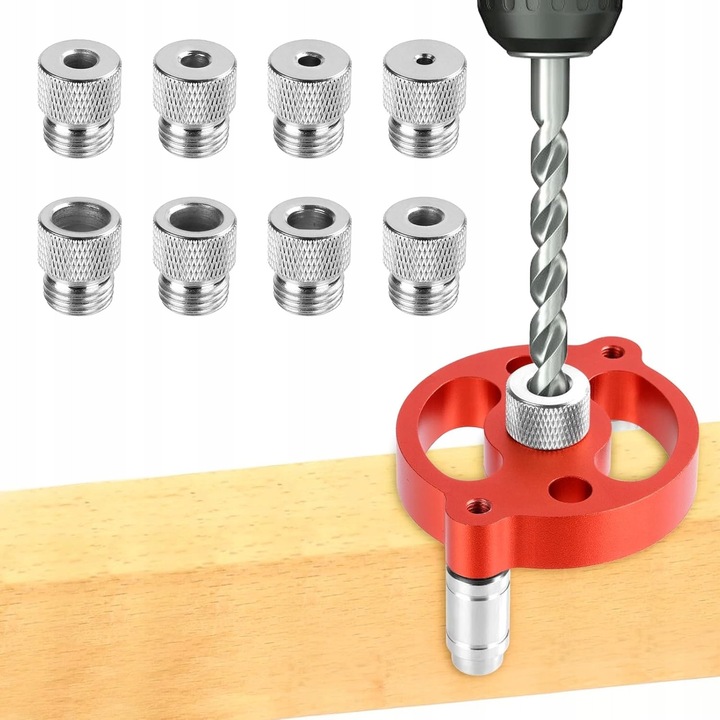 Localizator de gauri pentru lemn, set 8 dimensiuni 3-10 mm, aluminiu anodizat, utilizare usoara