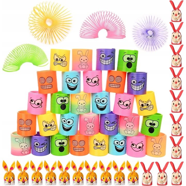 Gyerekzsúr játékok, 30 színes spirál, 20 ajándéktasak, 4x3cm, 14x22cm