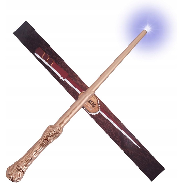 Bagheta magica Harry Potter, efecte sonore si luminoase, 36cm, culoare bruna