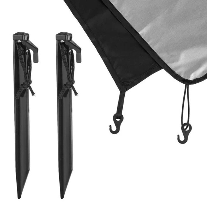 Set parasolar plajă Shopiens, protecție UV UPF50, 3 bucăți, negru argintiu, 130x110cm