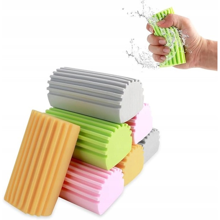 Set 8 bureti de curatare umeda, multicolor, pentru toate suprafetele, material plastic, dimensiuni variate