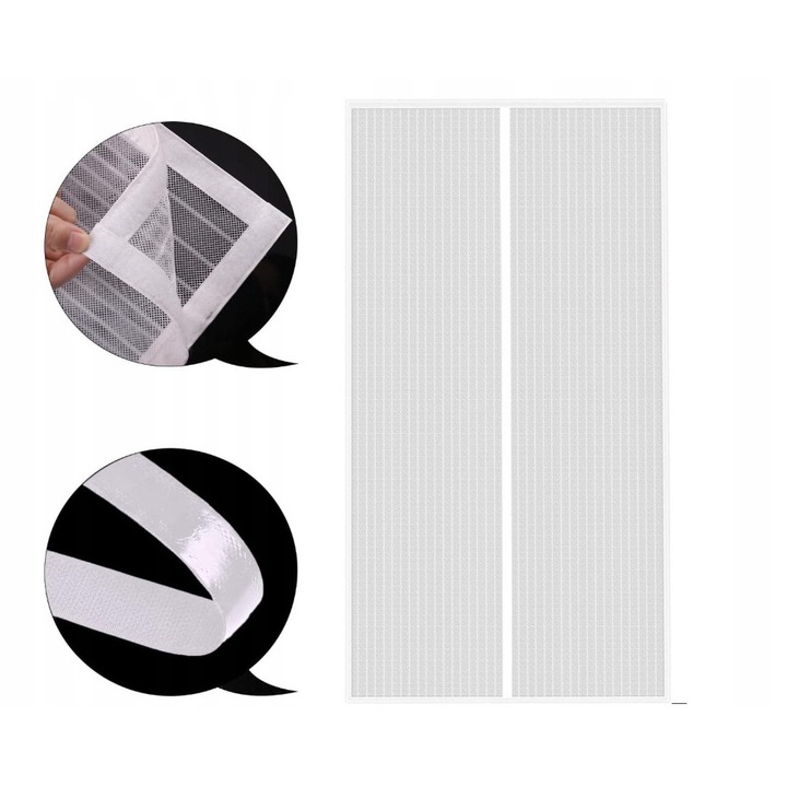 Moskitiere magnetica pentru usi, 90x220cm, transparenta cu linii albe, montaj simplu