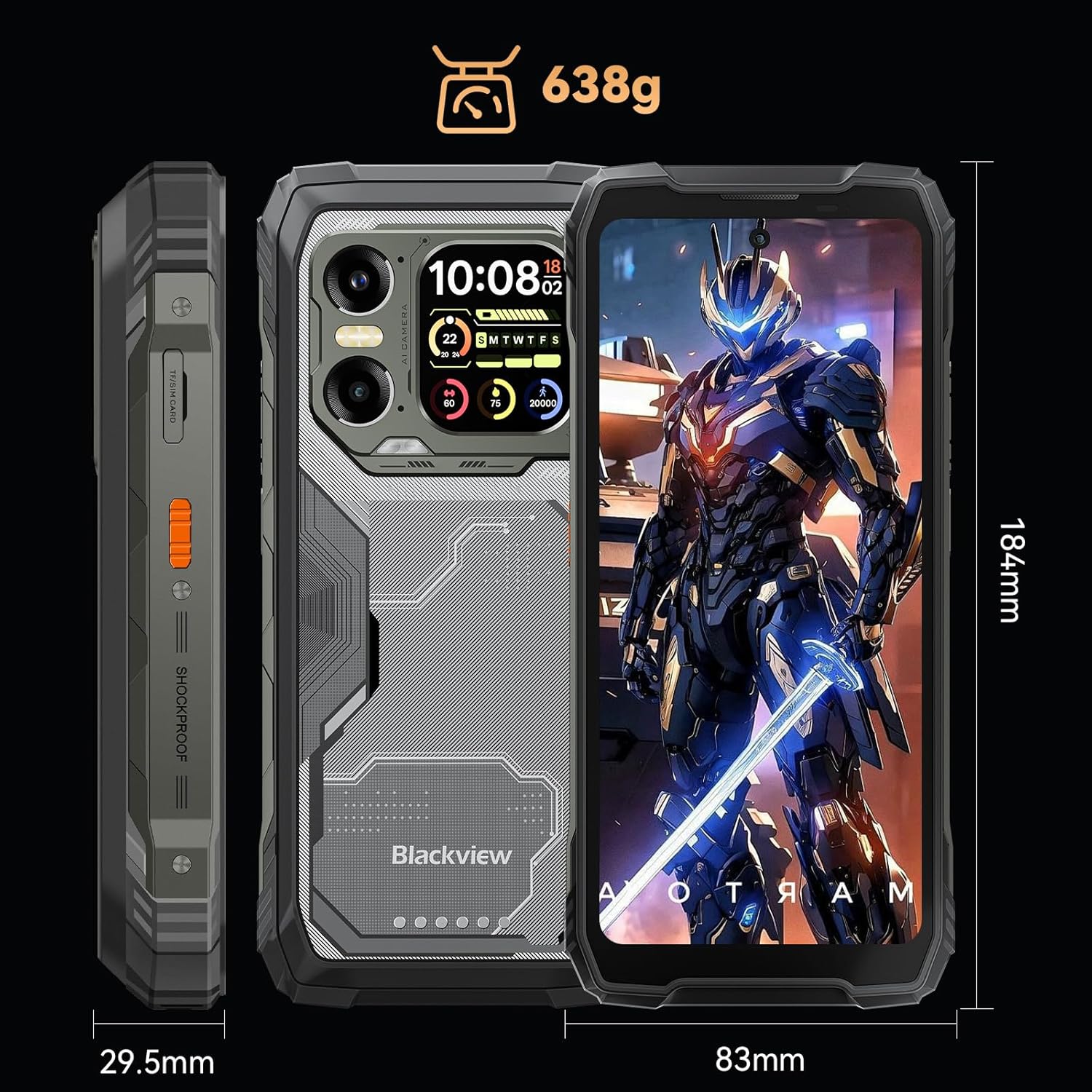 Telefon mobil Blackview Xplore 1, 5G, 20.000mAh, 256GB, Negru, 6.78"