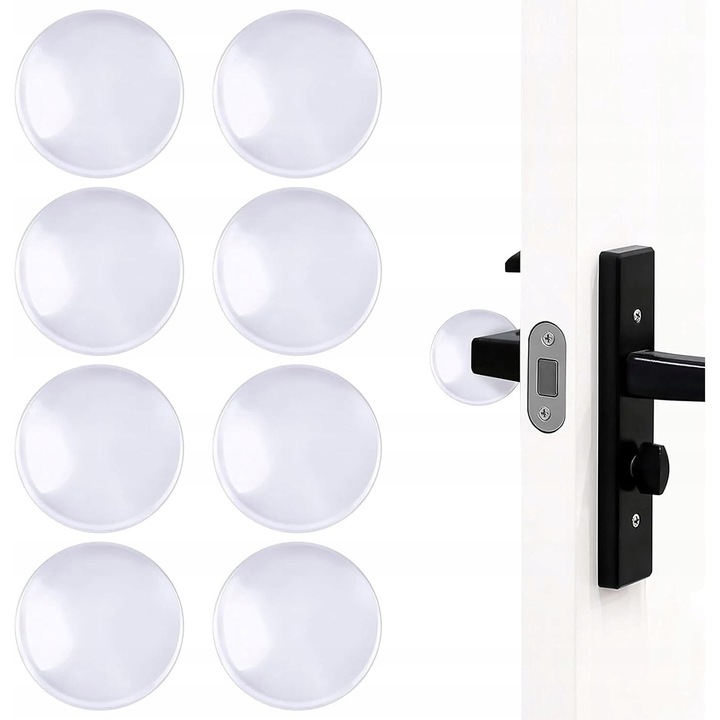 Set 8 bucati limitatoare usi autoadezive transparente 4,0x0,8cm