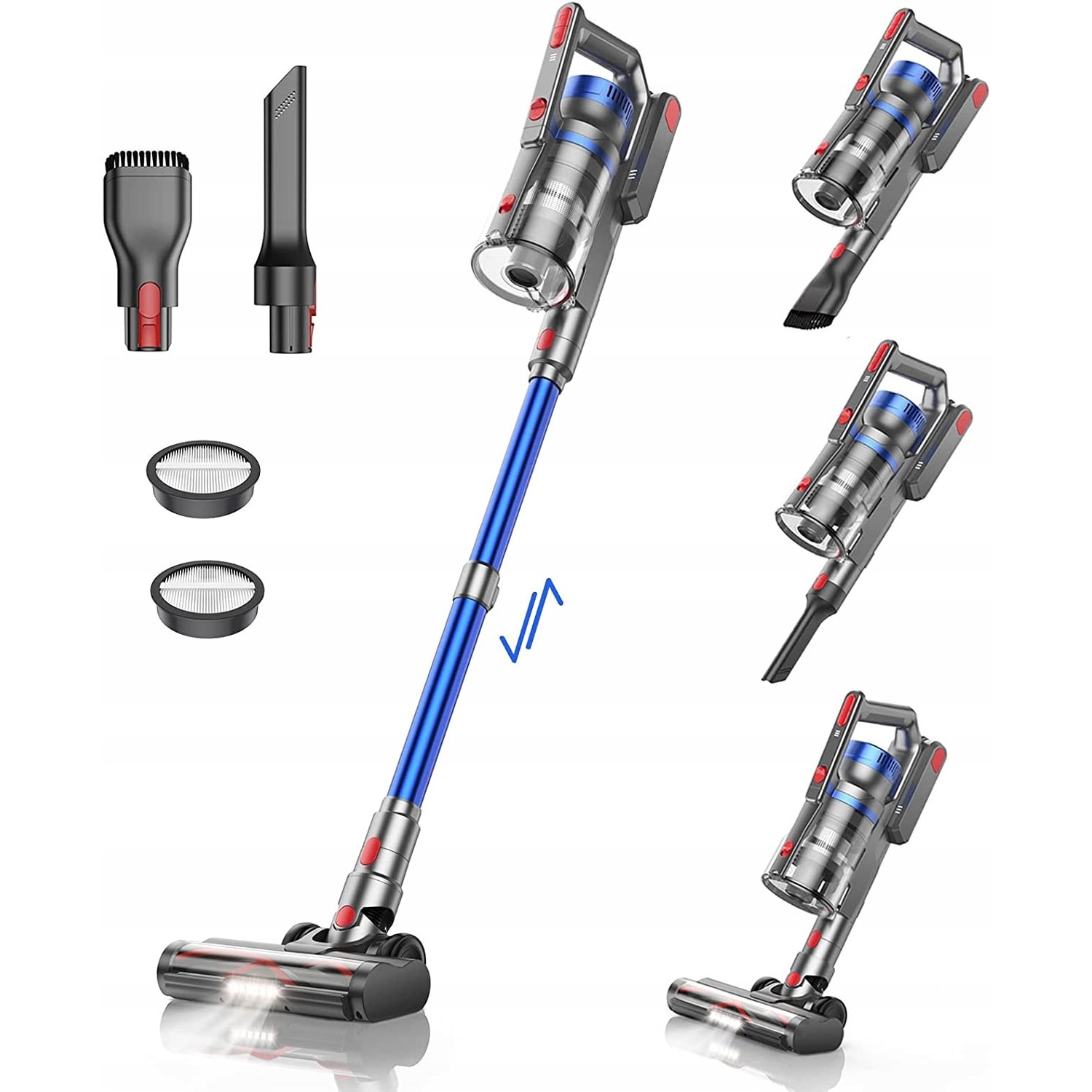 Aspirator vertical BuTure JR500, 450W, 3 moduri de aspirare, 1,2L, albastru