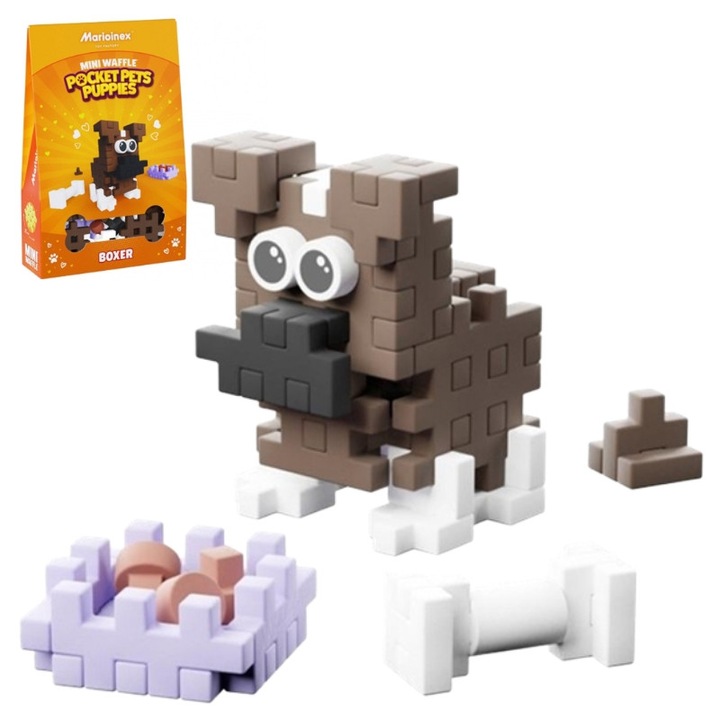 Set figurine Mini Waffle Pocket Pets Boxer, Marioinex, 10cm, multicolor
