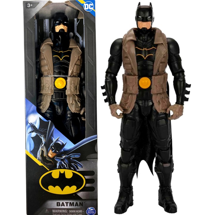 Фигурка Батман, Spin Master, 30 см, кафява пелерина, подвижна