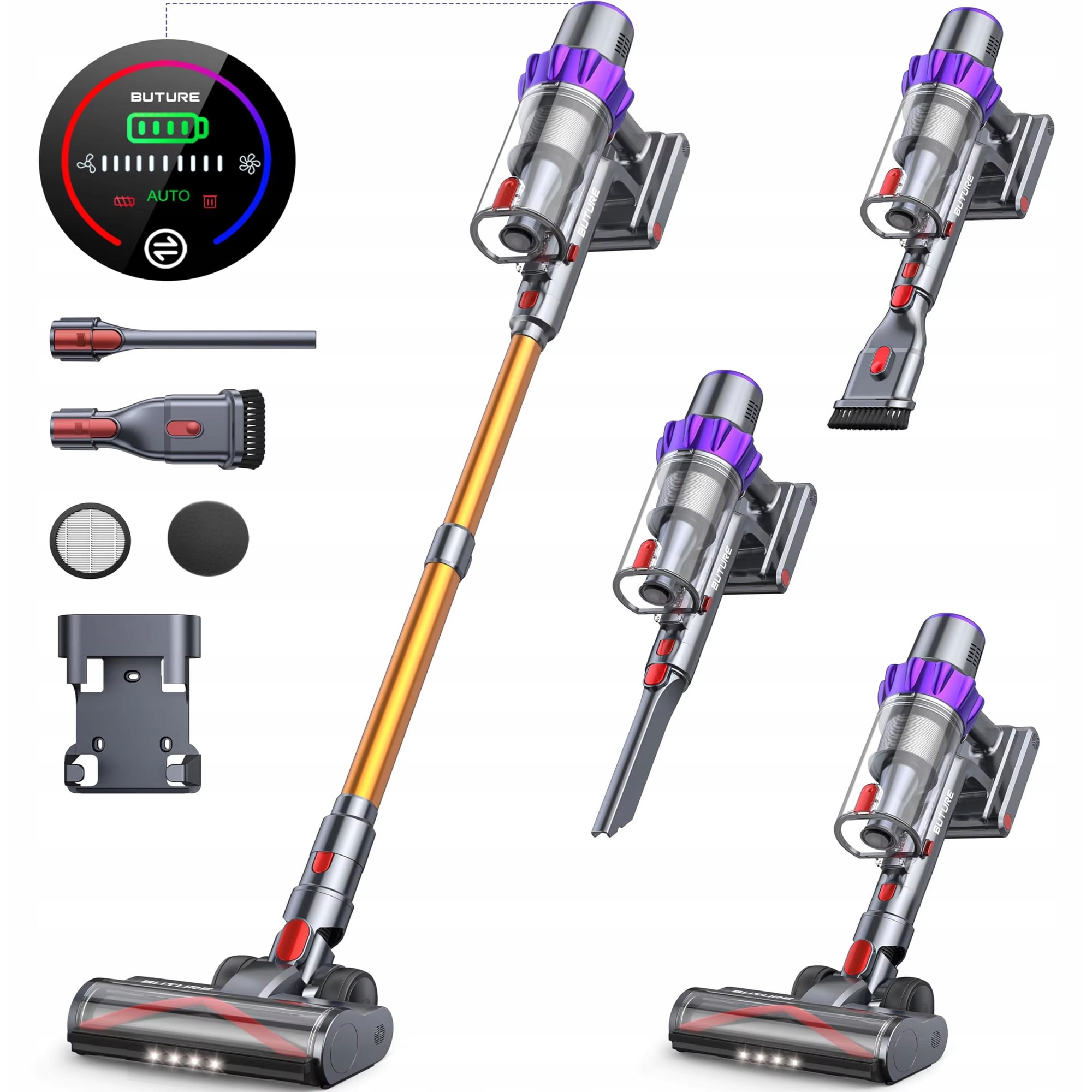 Aspirator vertical fara fir Buture VC70, 500W, 48Kpa, 1,5L, accesorii incluse