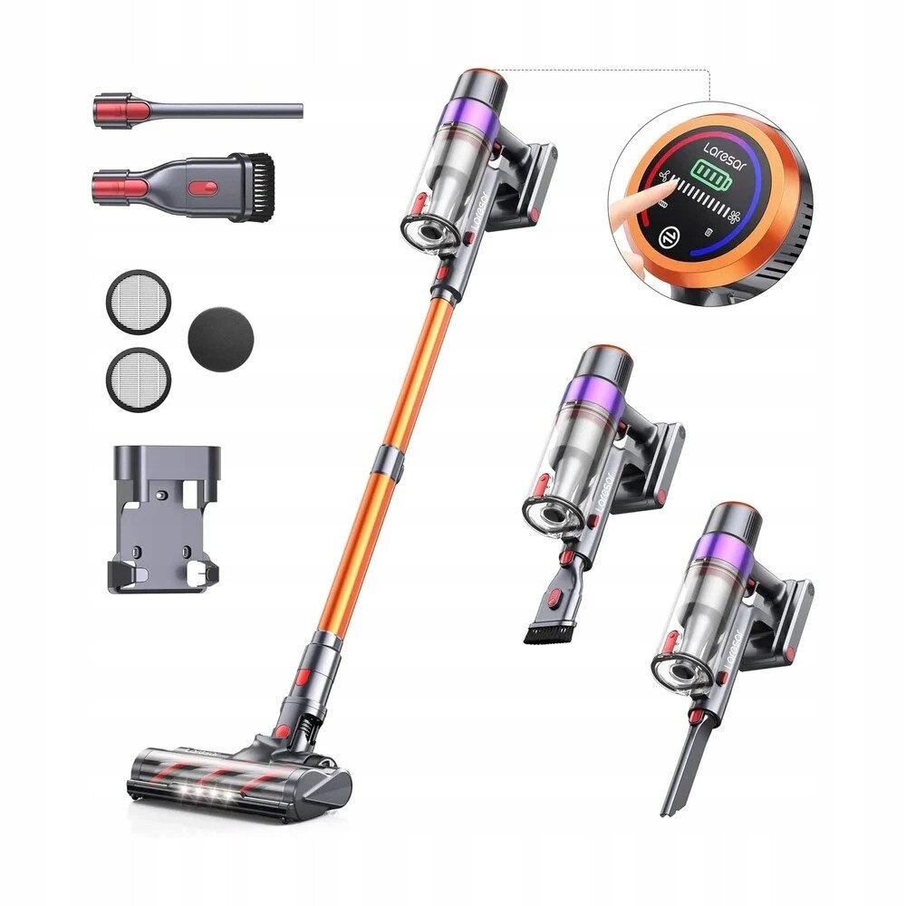 Aspirator vertical 2 in 1 Laresar Elite 8, 450W, 38 kPa, filtrare HEPA, LED, 1,5L, 2500 mAh