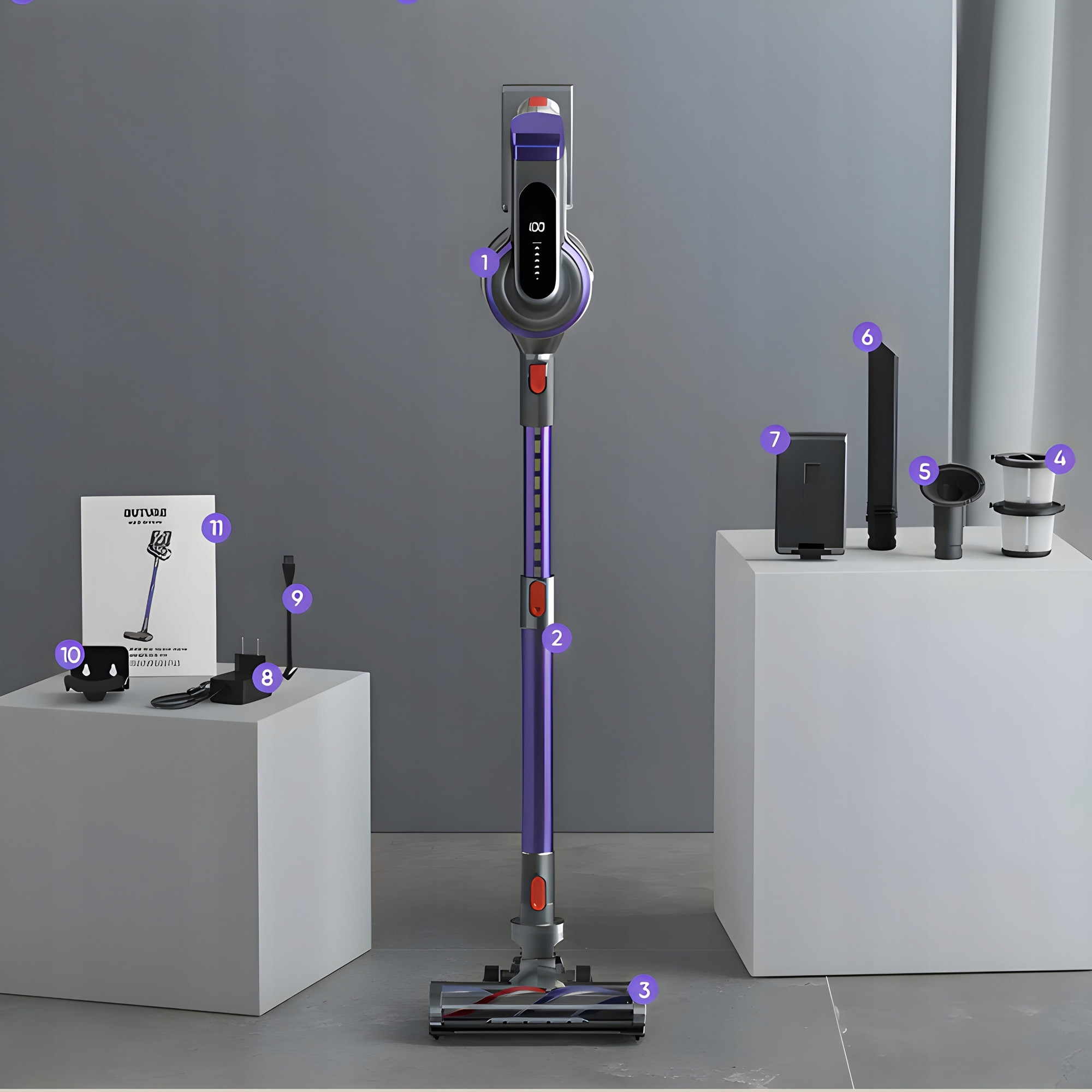 Aspirator vertical Buture JR400, 450W, filtr HEPA, set cu accesorii, multicolor