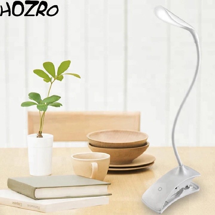 Lampa de Birou Flexibila Alba cu Cleste HOZRO, Iluminare Puternica, Design Modern si Montaj Usor