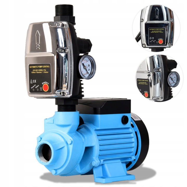 Хидрофорна помпа ALUVRA AQB 60, 370 W, дебит 2100 л/ч, налягане 3.9 бара, напор 39 м, комплект с автоматичен контролер CSK 5