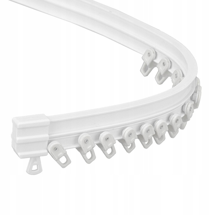 Carnisa elastica 2m, set cu accesorii de montaj pentru perdele, utilizare versatila, PVC si otel, alb