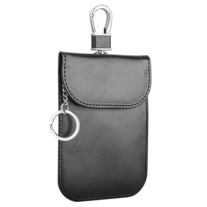 Dispozitiv RFID, Techsuit, anti furt pentru carduri și chei, piele ecologică, negru