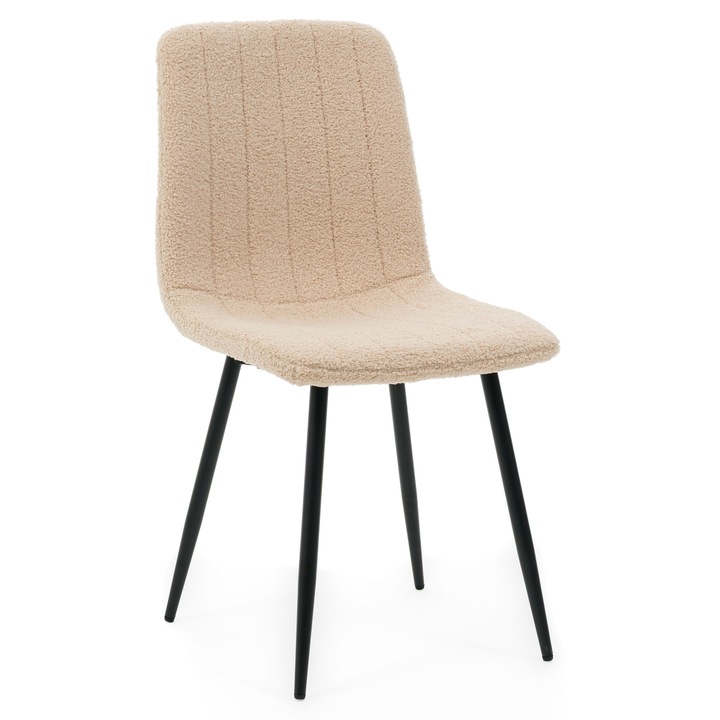 Стол GELA, кадифена тапицерия, ергономичен, метал, 89x45x53cm, тъмно бежов