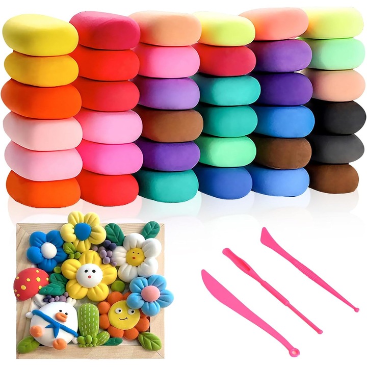 Set XXL pasta polimerica multicolor cu 36 culori