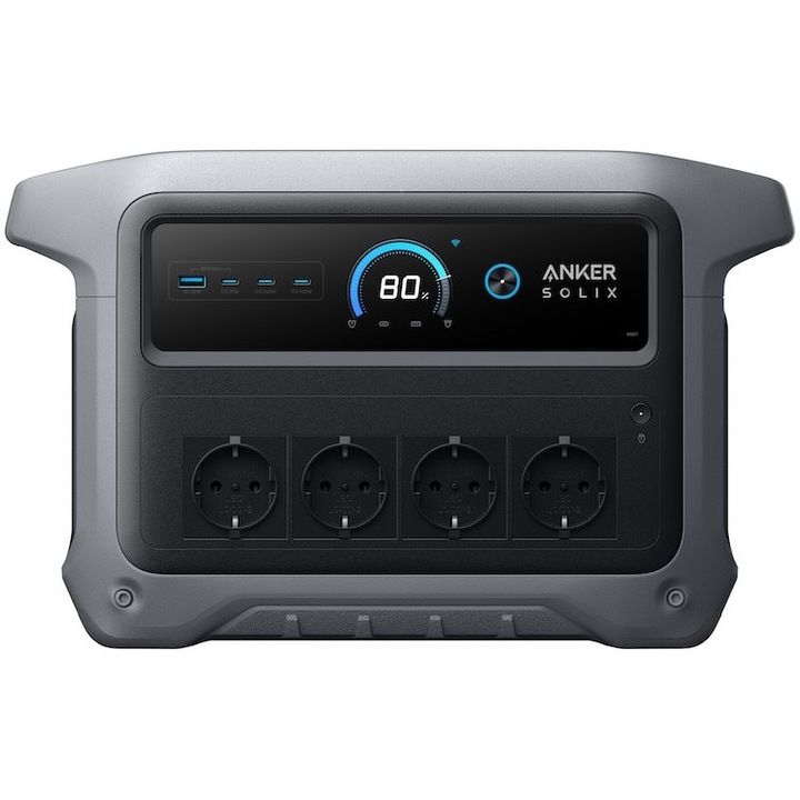 Anker Solix C1000X hordozható napelemes töltőállomás, 1056Wh, 2000W, 4 aljzat, szürke
