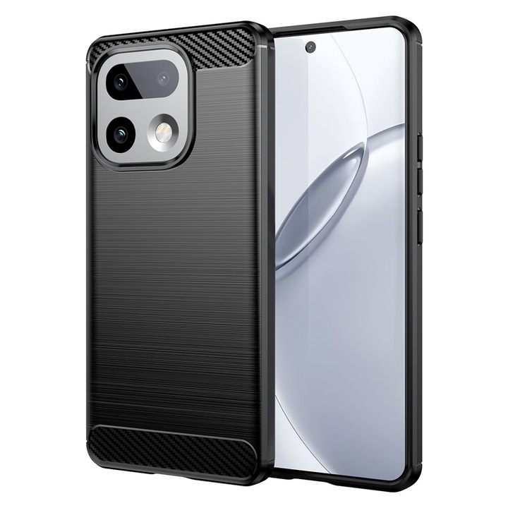 Калъф за Realme 16 Pro Plus Daden Carbon Гъвкав Противоударен, Хибриден Противоударен, Черен