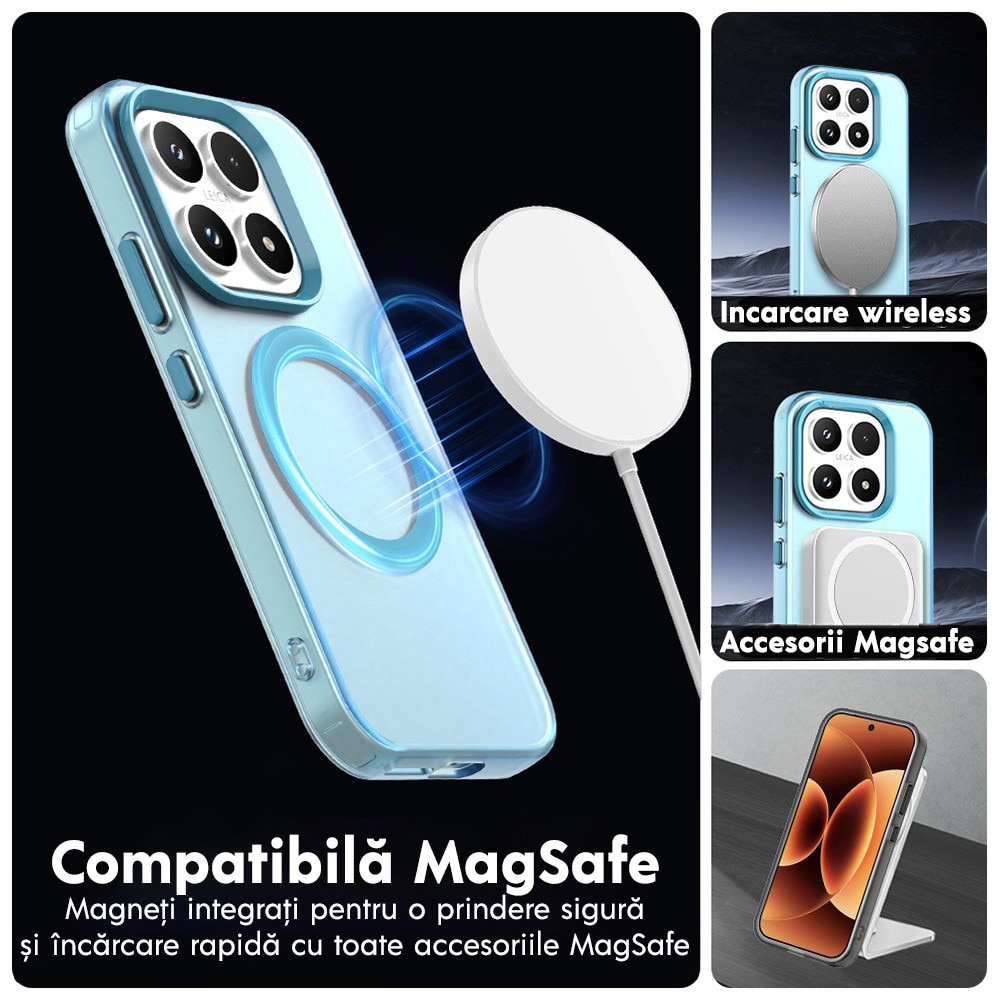 Husa pentru Xiaomi 17 DaDen® CandyCase MagSafe, Antisoc, Incarcare wireless, Butoane protejate, Albastru
