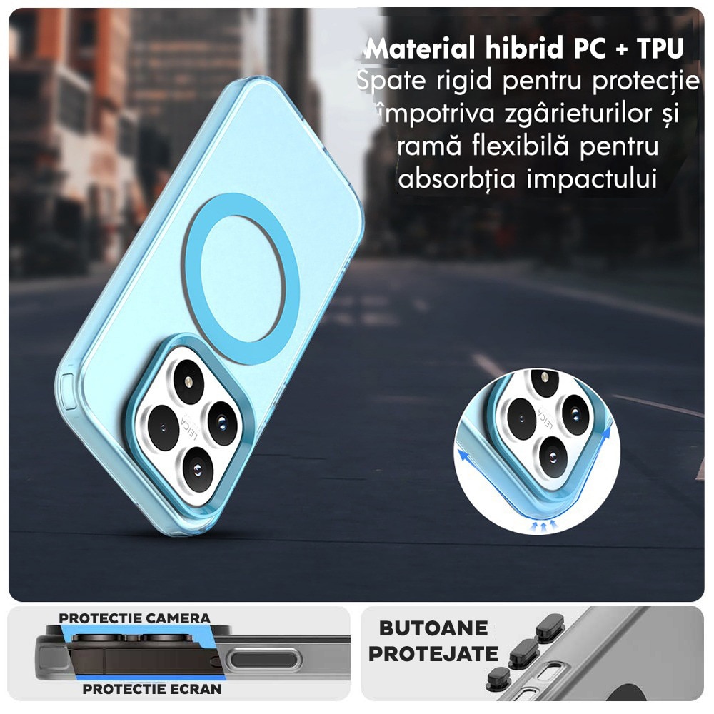 Husa pentru Xiaomi 17 DaDen® CandyCase MagSafe, Antisoc, Incarcare wireless, Butoane protejate, Albastru