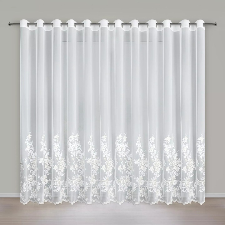 Перде ALIRA 300x250cm, кремаво, шампанско, с бродерия, комплект