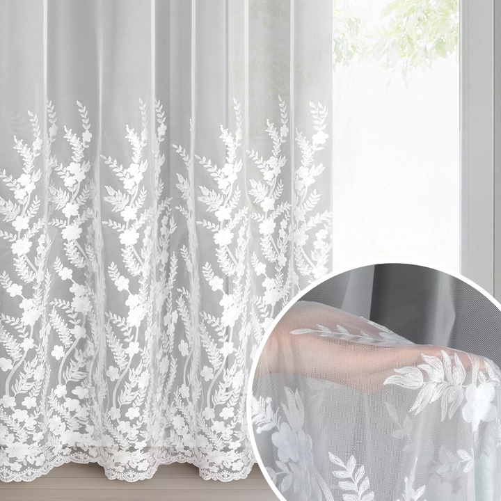 Фирана TALINA 300x250cm, двуцветна, с флорални мотиви, за пердета