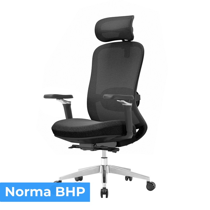 Fotel birou ergonomic cu masaj, ANGEL fizjO, suport lombar electric, reglabil, 90x145cm, negru