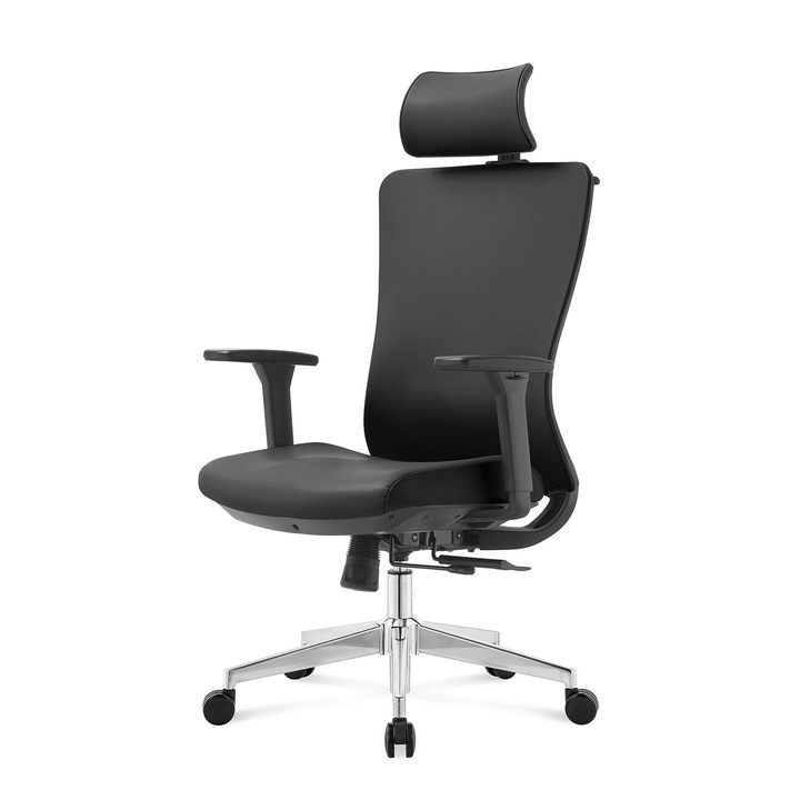 Fotel ergonomic GelatO, negru, reglabil, cu suport lombar 2D, pentru birou