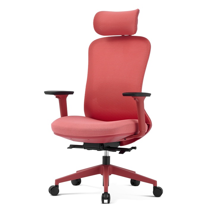 Fotel birou ergonomic fizjO, inalt, cu masaj, suport lombar electric, rosu, dimensiuni ajustabile