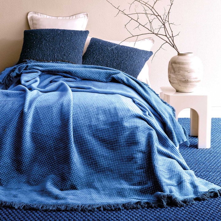 Pled Darymex 150x200cm ciemnoniebiesc cu fredze, geometric