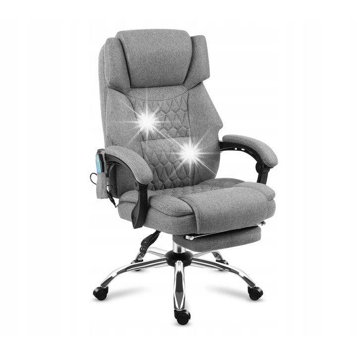 Scaun birou Mark Adler Boss 6.0, 4 puncte masaj, functie de incalzire, gri, 130kg