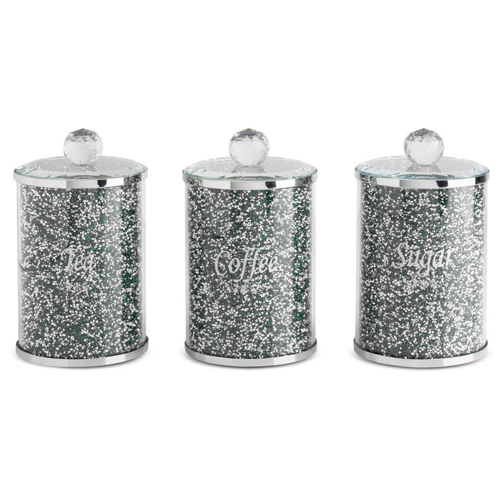 Бутилки с капак Eurofirany комплект, 10x17см, зелени, сребристи