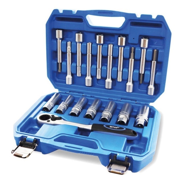 Set 18 unelte pentru amortizoare Bituxx, albastru/silver, 330x240x80mm