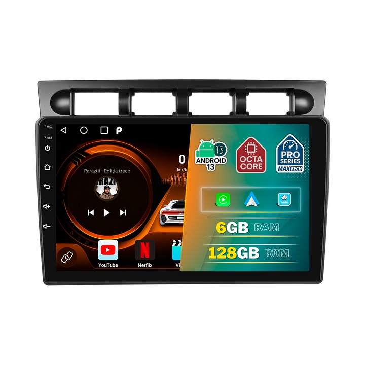 Navigatie Kia Picanto I (2007-2011) facelift dedicata, MaxTech® PRO SERIES, 6 GB Ram 128 GB Rom OctaCore, Carplay & Android auto, Ecran 9” HD Touch, GPS, Wifi, Bluetooth, Radio, Waze, Youtube