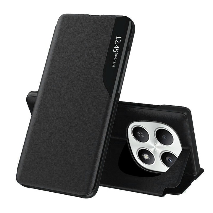 Husa pentru Xiaomi Redmi Note 15 4G Tip Carte, S-View, Functie de Stand, Calitate Premium, Antisoc, Protectie Sporita, Negru