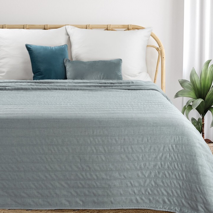 Cuvertura decorativa Eurofirany SELEN 220x240cm, salviu, model cu dungi