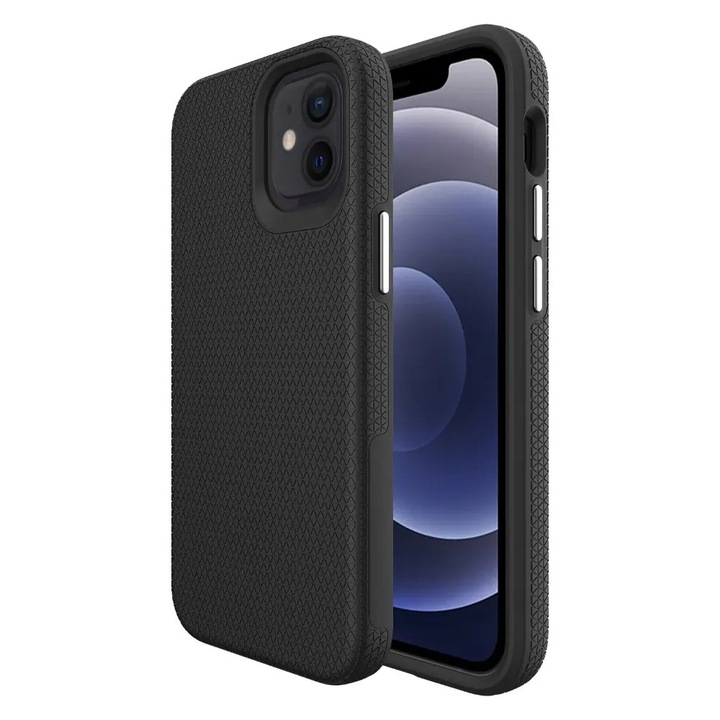 Husă de protecție pentru telefon Respo, Fighter Mag, policarbonat și TPU, neagră, pentru iPhone 12 / 12 Pro
