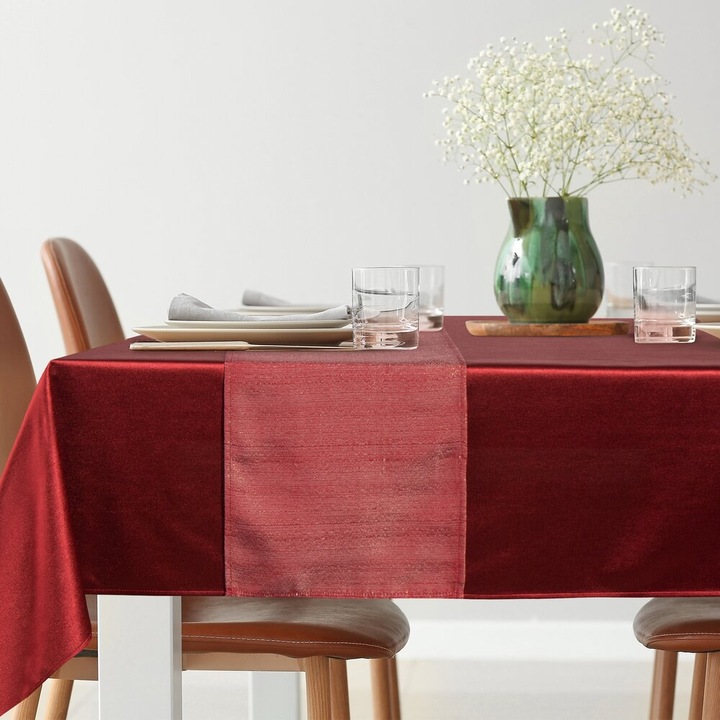 Obrus GLAMO, Eurofirany, bordowy, 140x300cm, cu sarfa stralucitoare