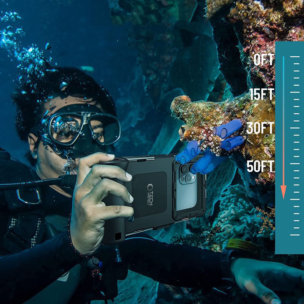 Husa waterproof universala TECH-PROTECT Diving Case pentru dispozitive 6.7 inch, IPX8, Negru