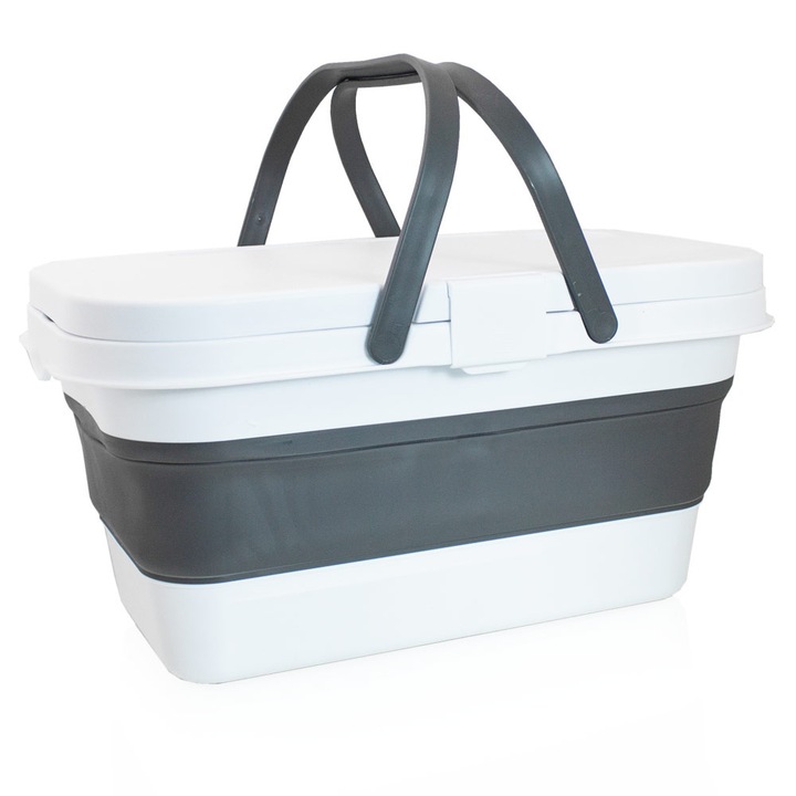 Cos picnic Bituxx, pliabil, alb, 16L, 47x29x24cm