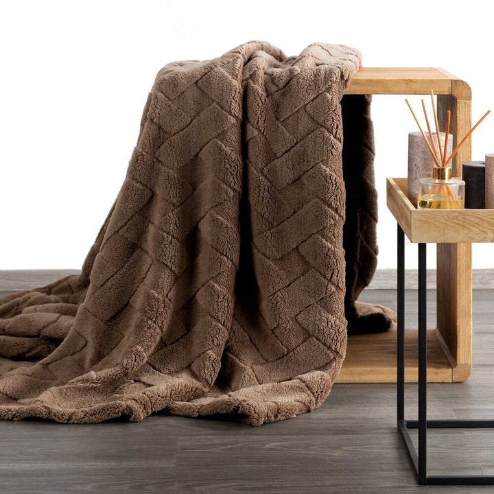 Coc CARO 170x210см Eurofirany тъмнокафяв, фланелен материал, 100% полиестер, 340 GSM