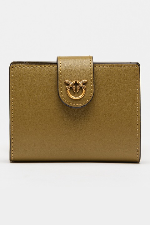 Pinko, Portofel din piele cu capse Seta, Kaki pal