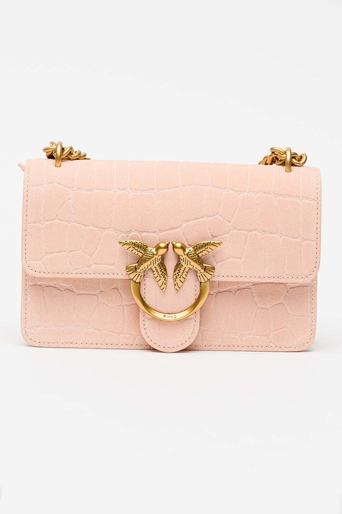 Pinko, Geanta crossbody de piele nabuc Love One, Piersiciu