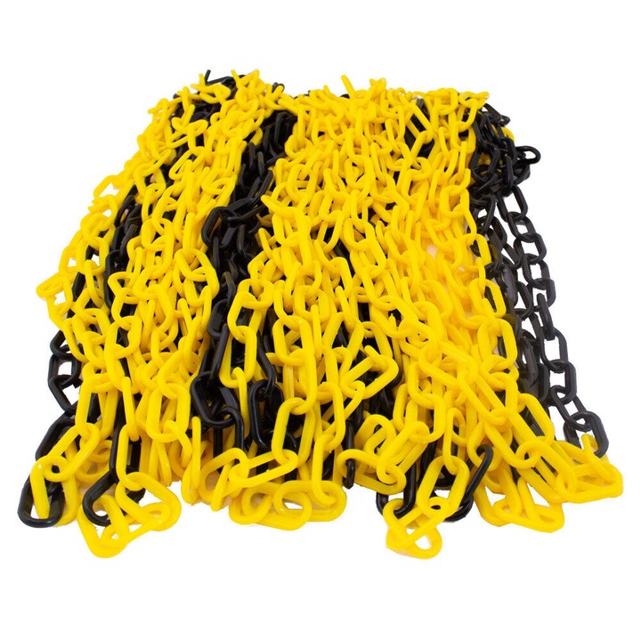 Lant de bariera Bituxx 25m, negru/galben, polipropilena