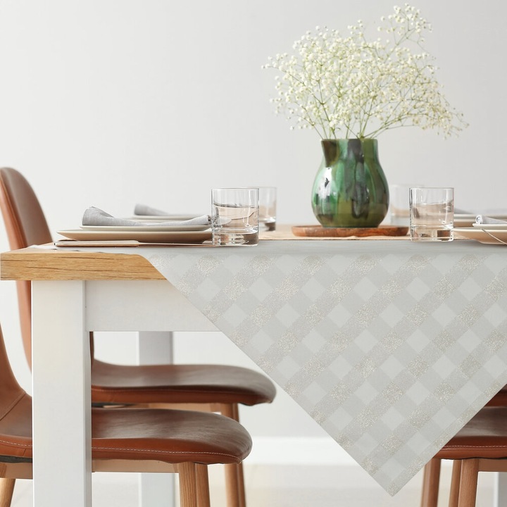 Fete de masa Eurofirany, 85x85cm, crem, cu motiv festiv