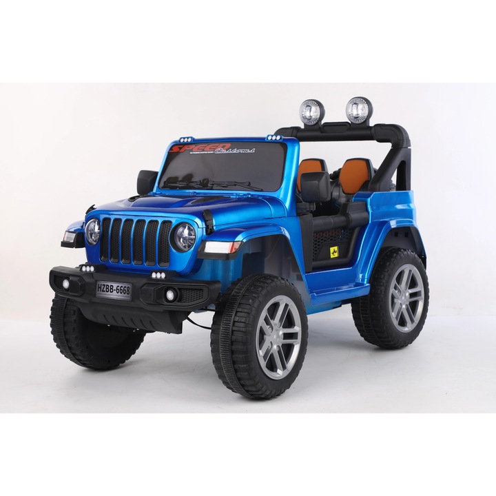 Mamido Masinuta electrica de jucarie SPEED 2.0 - 4x4 albastra, 180W, EVA, LED-uri, 2, 4 GHz, Piele ECO, 12V7Ah