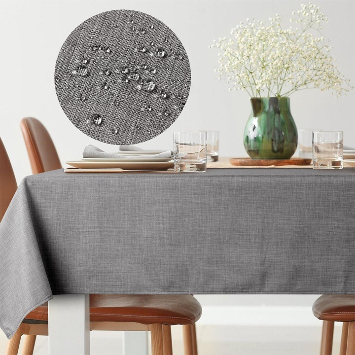 Obrus decorativ set, Eurofirany, KATE, 145x300cm, srebrny, poliester